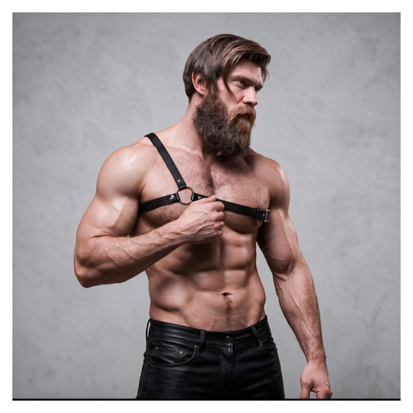 FETISH SUBMISSIVE - ATTITUDE MENS CROSSED SHOULDER ECO LEATHER HARNESS