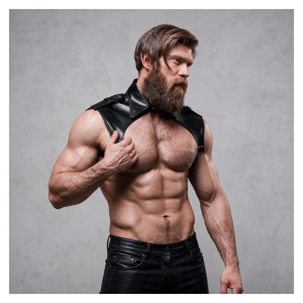 FETISH SUBMISSIVE ATTITUDE - IMBRACATURA PER IL COLLO IN ECOPELLE REGOLABILE DA UOMO BRIGADE