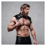 FETISH SUBMISSIVE ATTITUDE - IMBRACATURA PER IL COLLO IN ECOPELLE REGOLABILE DA UOMO BRIGADE