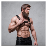 FETISH SUBMISSIVE ATTITUDE - MENS ECO-LEATHER CHEST HARNESS WITH STUDS