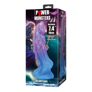POWER MONSTERS - ATLANTIENS GODEMICHET RÉALISTE AVEC VENTOUSE 19 CM Ø 5 CM BLEU ET VIOLET