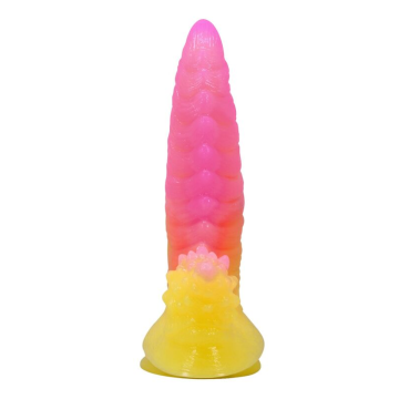POWER MONSTERS - DILDO FANTASY MOSTRO ONDULATO CON VENTOSA 22,5 CM Ø 5,5 CM ROSA E GIALLO