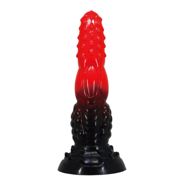 POWER MONSTERS - DILDO FANTASY DRAGO DI FUOCO CON VENTOSA 24,5 CM Ø 5,8 CM ROSSO E NERO