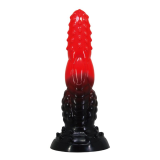 POWER MONSTERS – FEUERDRACHEN-FANTASIE-DILDO MIT SAUGNAPF 24,5 CM Ø 5,8 CM ROT & SCHWARZ