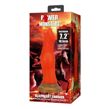 POWER MONSTERS - BLAZEHEART CHARGER FANTASY GODEMICHET EN SILICONE 18,5 CM Ø 4,5 CM