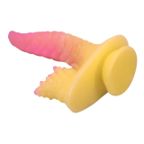 POWER MONSTERS - GODEMICHET MONSTRE ONDULÉ FANTASY AVEC VENTOUSE 22,5 CM Ø 5,5 CM ROSE ET JAUNE