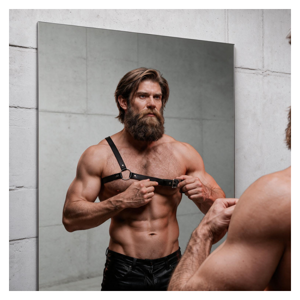 FETISH SUBMISSIVE ATTITUDE - HERREN HARNESS MIT GEKREUZTEN SCHULTERN AUS ÖKO-LEDER