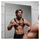 FETISH SUBMISSIVE ATTITUDE - MENS ECO-LEATHER CHEST HARNESS WITH STUDS
