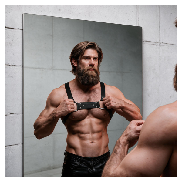 FETISH SUBMISSIVE ATTITUDE - HARNAIS DE POITRINE BULLDOG EN CUIR ÉCOLOGIQUE POUR HOMMES TAILLE M/L