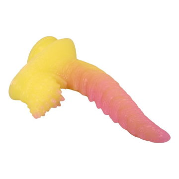 POWER MONSTERS - GODEMICHET MONSTRE ONDULÉ FANTASY AVEC VENTOUSE 22,5 CM Ø 5,5 CM ROSE ET JAUNE