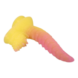 POWER MONSTERS - RIPPLIED MONSTER FANTASY DILDO MIT SAUGKAPSEL 22,5 CM Ø 5,5 CM PINK & GELB