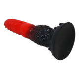 POWER MONSTERS – FEUERDRACHEN-FANTASIE-DILDO MIT SAUGNAPF 24,5 CM Ø 5,8 CM ROT & SCHWARZ