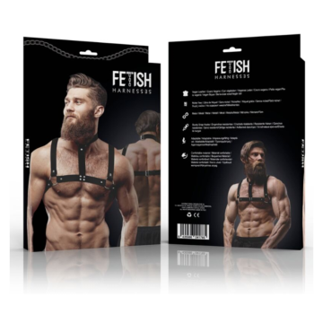 FETISH SUBMISSIVE ATTITUDINE - IMBRACATURA PER IL PETTO IN ECOPELLE DA UOMO PER BULLDOG TAGLIA M/L