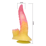 POWER MONSTERS - RIPPLIED MONSTER FANTASY DILDO WITH SUCTION CUP 22.5 CM Ø 5.5 CM PINK & YELLOW