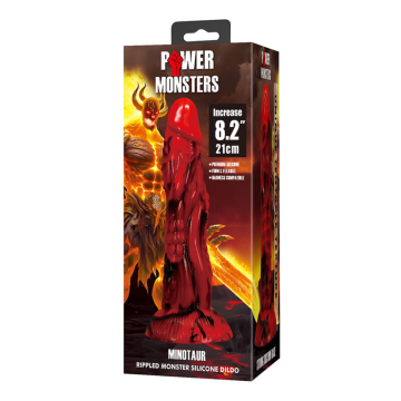 POWER MONSTERS - DILDO FANTASY MINOTAURO CON VENTOSA 21 CM Ø 5 CM ROSSO E NERO