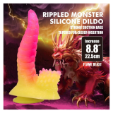 POWER MONSTERS - DILDO FANTASY MOSTRO ONDULATO CON VENTOSA 22,5 CM Ø 5,5 CM ROSA E GIALLO