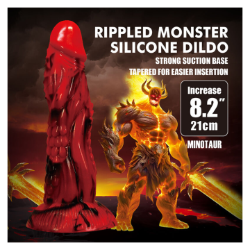 POWER MONSTERS - MINOTAUR FANTASY DILDO WITH SUCTION CUP 21 CM Ø 5 CM RED & BLACK
