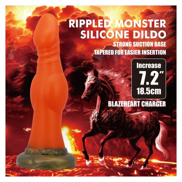 POWER MONSTERS - BLAZEHEART CHARGER FANTASY GODEMICHET EN SILICONE 18,5 CM Ø 4,5 CM