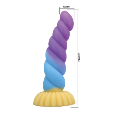 POWER MONSTERS - EINHORN DREIFARBIGER FANTASIE-SILIKONDILDO 22 CM Ø 5 CM