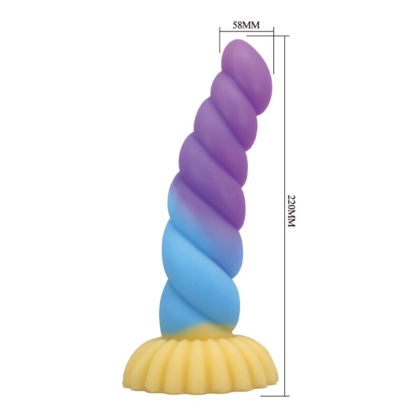 POWER MONSTERS - EINHORN DREIFARBIGER FANTASIE-SILIKONDILDO 22 CM Ø 5 CM