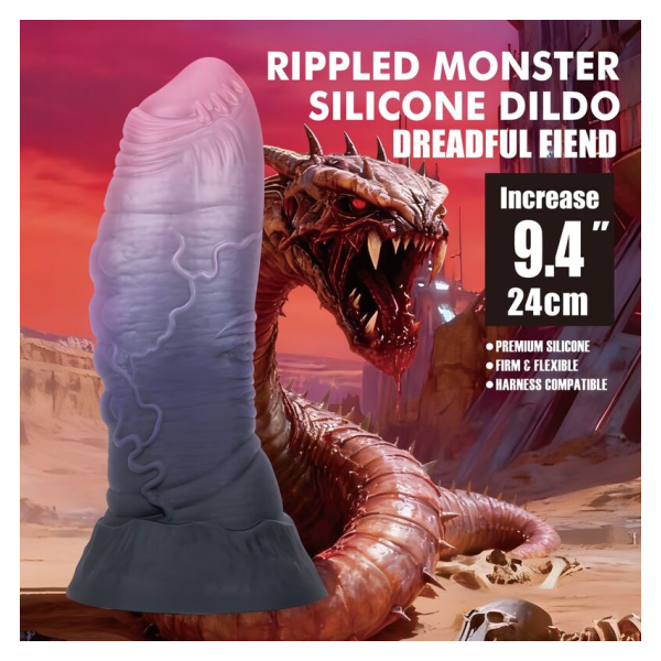 POWER MONSTERS - DREADFUL FIEND BICOLOR FANTASY GODEMICHET EN SILICONE 24 CM Ø 6 CM