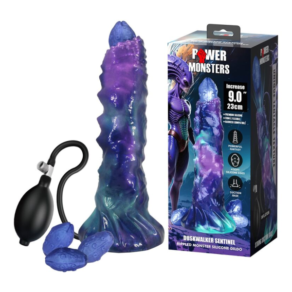 POWER MONSTERS - DUSKWALKER SENTINEL TRICOLOR INFLATABLE FANTASY SILICONE DILDO 23 CM Ø 5 CM