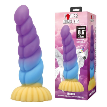 POWER MONSTERS - UNICORN TRICOLOR FANTASY SILICONE DILDO 22 CM Ø 5 CM