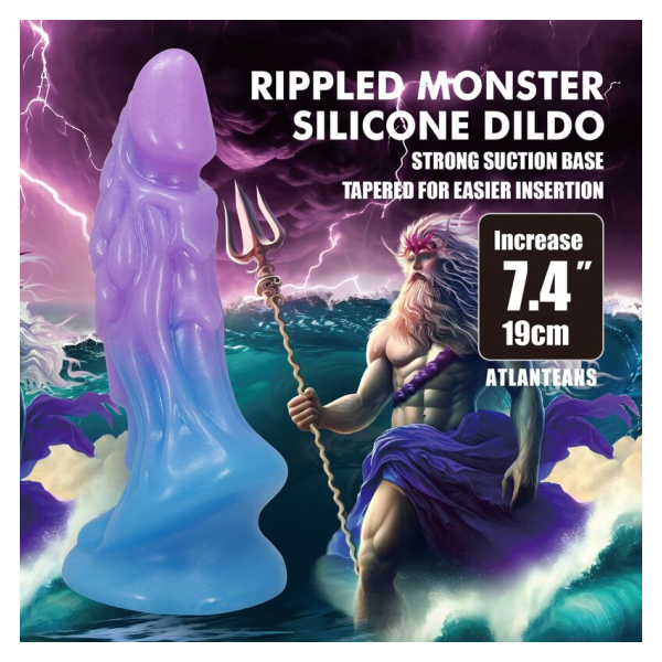 POWER MONSTERS - ATLANTEANS REALISTISCHER DILDO MIT SAUGNAPF 19 CM Ø 5 CM BLAU & LILA