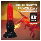 POWER MONSTERS - DILDO FANTASY DRAGO DI FUOCO CON VENTOSA 24,5 CM Ø 5,8 CM ROSSO E NERO