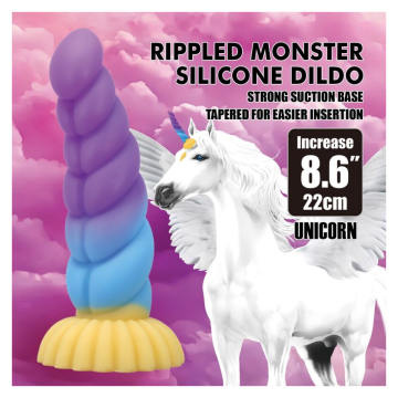 POWER MONSTERS - UNICORN TRICOLOR FANTASY SILICONE DILDO 22 CM Ø 5 CM