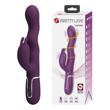 PRETTY LOVE - VIBRATORE A FORMA DI CONIGLIO LOURSEN CON MOVIMENTO DI SPINTA E 7 VIBRAZIONI, RICARICABILE TRAMITE USB, VIOLA