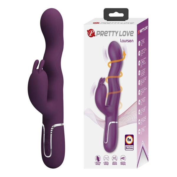 PRETTY LOVE - LOURSEN RABBIT VIBRATOR WITH THRUSTING MOTION AND 7 VIBRATIONS USB RECHARGEABLE PURPLE