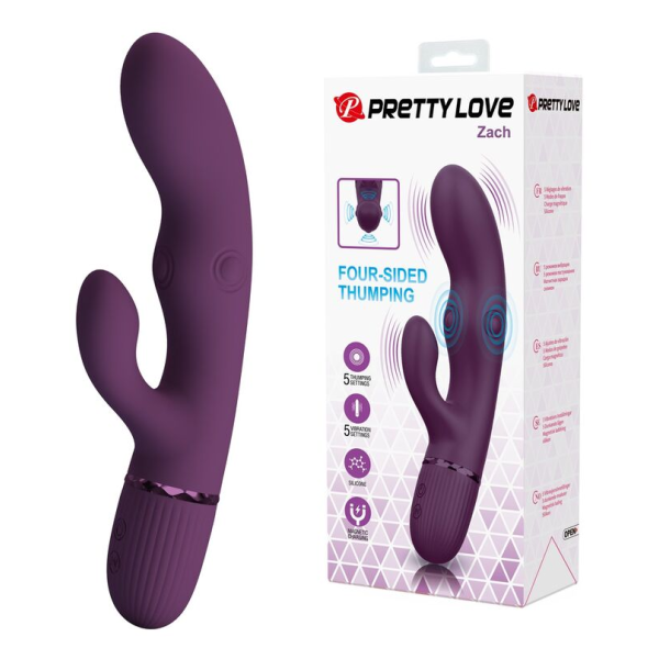 PRETTY LOVE - ZACH RECHARGEABLE THRUSTING RABBIT VIBRATOR 5+5 FUNCTIONS