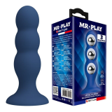 MR PLAY - ANALPLUG MIT METALLKUGELN UND SAUGNAPF, BLAU