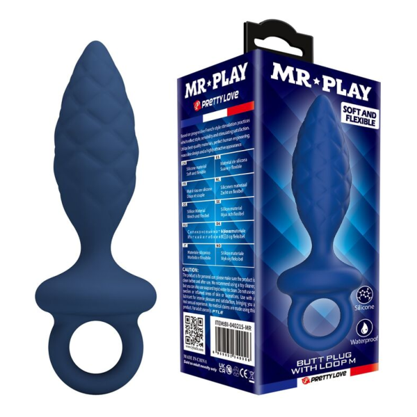 MR PLAY - STRUKTURIERTER ANALPLUG MIT RING BLAU M