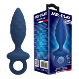 MR PLAY - PLUG ANALE TESTURIZZATO CON ANELLO BLU M