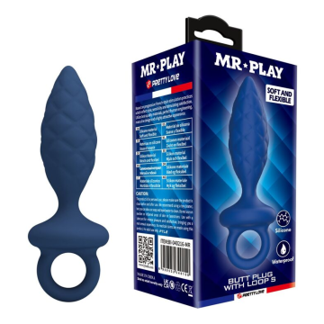 MR PLAY - PLUG ANAL TEXTURÉ AVEC ANNEAU BLEU S