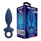 MR PLAY - TEXTURED ANAL PLUG WITH RING BLUE S