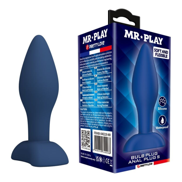 MR PLAY - TAPERED SILICONE ANAL PLUG BLUE S