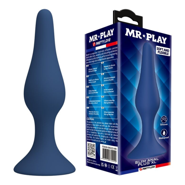 MR PLAY - PLUG ANAL CONIQUE EN SILICONE BLEU XL
