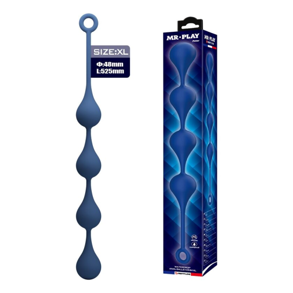 MR PLAY - PERLE ANALI IN SILICONE BLU TAGLIA XL 52,5 CM