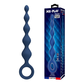 MR PLAY - PERLES ANALES EN SILICONE BLEU ET PLUG ANAL 20,4 CM