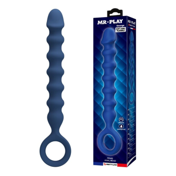 MR PLAY – BLAUE SILIKON-ANALPERLEN & ANALPLUG – Ø – 3,4 CM – 28,5 CM