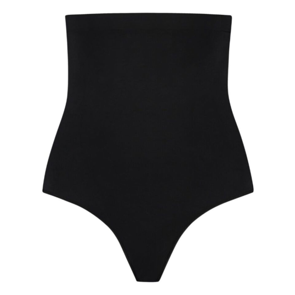 BYE-BRA - NAHTLOSER STRING-TANGA MIT WEICHEM GRIFF UND HOHEM BUND, SCHWARZ, GRÖSSE XXL