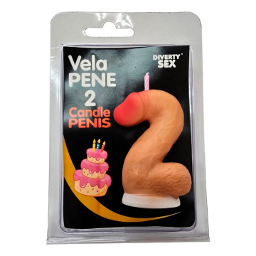 DIABLO PICANTE - CANDELA A FORMA DI PENE NELLA FORMA DEL NUMERO 2 COLOR CARNE
