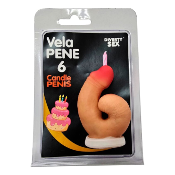 DIABLO PICANTE - CANDELA A FORMA DI PENE NELLA FORMA DEL NUMERO 6 COLOR CARNE