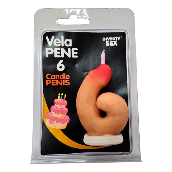DIABLO PICANTE - CANDELA A FORMA DI PENE NELLA FORMA DEL NUMERO 6 COLOR CARNE