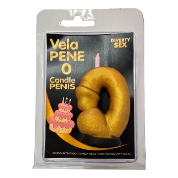 DIABLO PICANTE - CANDELA A FORMA DI PENE A FORMA DI NUMERO 0 COLORE ORO