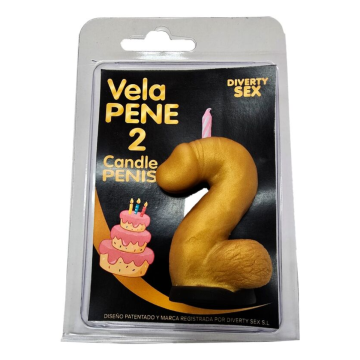 DIABLO PICANTE – PENISKERZE IN FORM DER ZAHL 2, GOLDFARBE