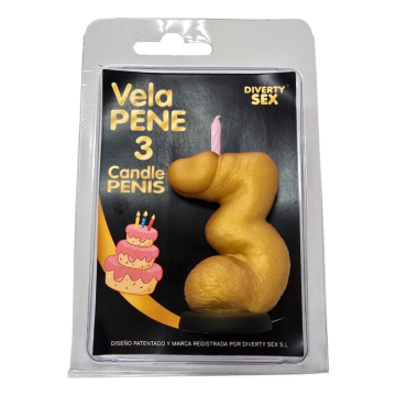 DIABLO PICANTE - CANDELA A FORMA DI PENE A FORMA DI NUMERO 3 COLORE ORO